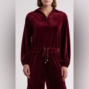 Gemma + Jane Women's Burgundy Velour Sweater